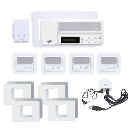 IntraSonic R-MH4PAC 4-Room White Horizontal Intercom Kit with Bluetooth No Door or Patio