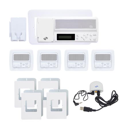 IntraSonic R-MV4PAC 4-Room Vertical Intercom Kit with Bluetooth No Door or Patio White