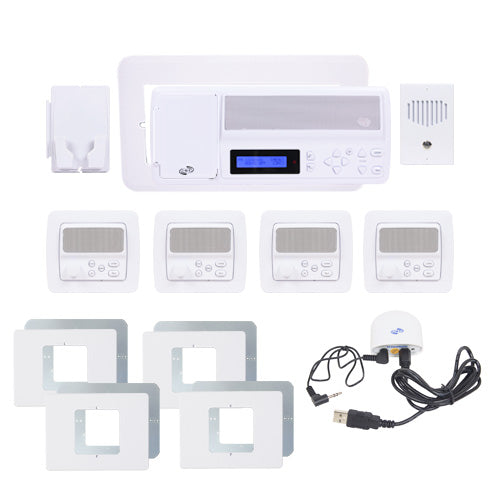 IntraSonic RETRO-MH4PAC 4-Room Horizontal Intercom Kit White W-Bluetooth