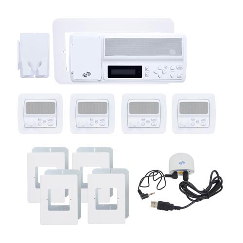 IntraSonic R-MV4PAC 4-Room Vertical Intercom Kit with Bluetooth No Door or Patio White